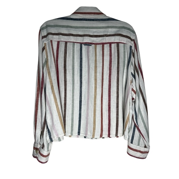 American  Eagle Womens Baggy
Cropped Shirt Striped Button Top
Long Sleeve. - Picture 3 of 7